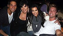 Joe Francis, Kris Kardashian, Kim Kardashian, and Lance Bass 